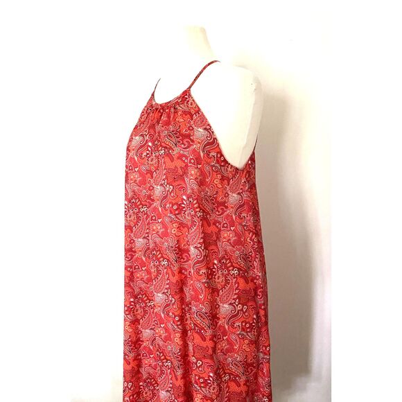 C Wonder Orange Halter Handkerchief Dress Flowy Unlined Summer Midi Sz S - Picture 4 of 7
